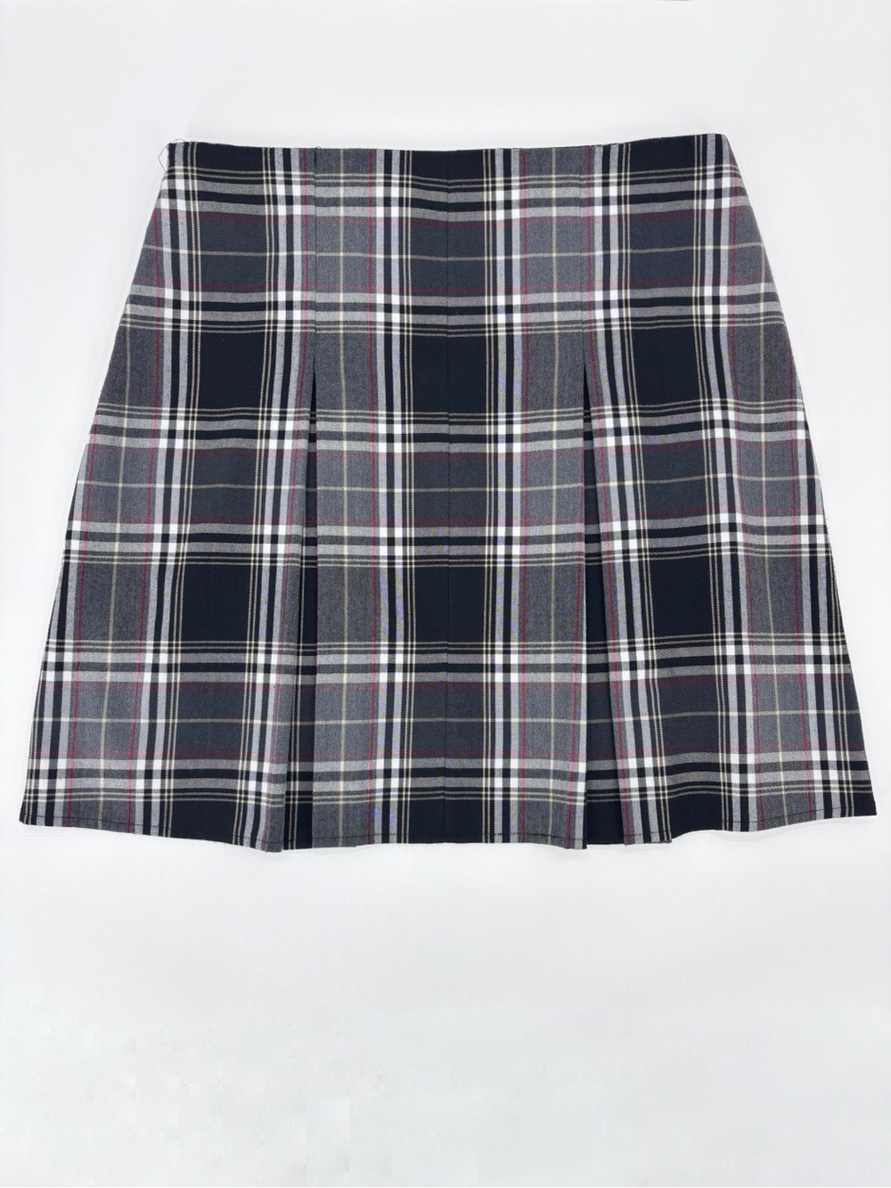 Point Zero Nicole Benisti Black and Gray Plaid Pleated A-Line Mini Skirt, 10 - Picture 4 of 14